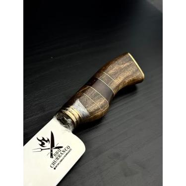 Imagem de Faca para Churrasco Premium, Ponta Fina, Lâmina em Aço Inox 2mm, Cabo em Madeira e Resina (6, 10")