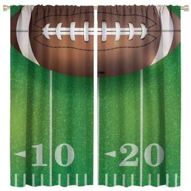 Imagem de Cortinas de janela esportivas para decoração infantil, campo de futebol americano e cortinas de janela, para adolescentes, meninos, jovem, sala de estar, quarto, 53 cm (L) x 119 cm (C) 2 painéis