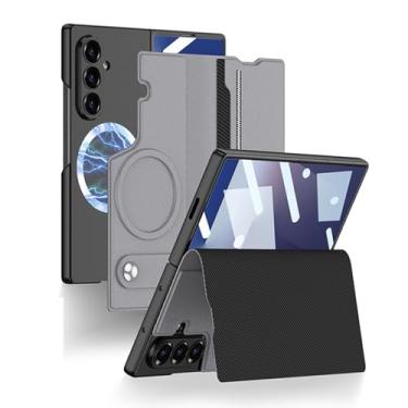 Imagem de FWYANZH Capa de couro para Samsung Galaxy Z Fold 7, capa flip magnética destacável com protetor de tela Kickstand Slim Fit Business Protective Case, cinza, Fold 7
