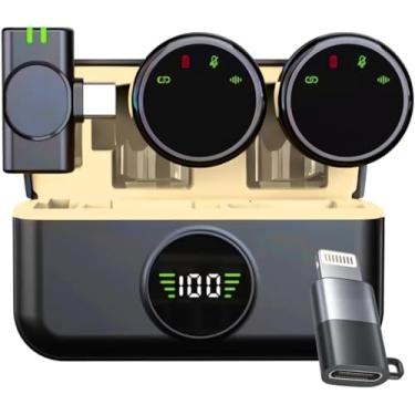 Imagem de Microfone de Lapela Sem Fio Duplo - Compatível com iPhone e Android - Eletro EL-1847 com Case Digital, Ideal para Vídeos, Aulas, Lives e Podcasts