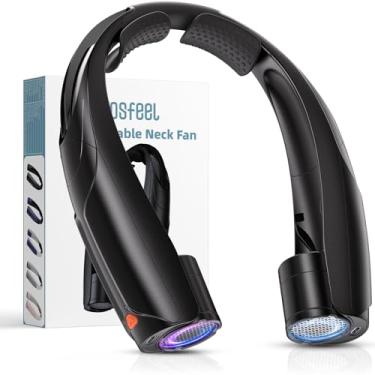 Imagem de VOSFEEL Ventilador de pescoço externo 8000RPM Hurricane Wind, ventilador pessoal portátil recarregável, bateria comprovada 20 horas, 6 velocidades de resfriamento ajustáveis, fluxo de ar de 360°