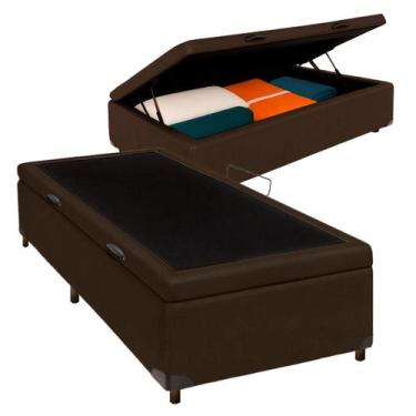 Imagem de Cama Box Bau Solteiro Blindado Nature Marrom 78x188