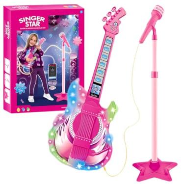 Imagem de Guitarra Musical Infantil Rosa Com Microfone E Luz Castela