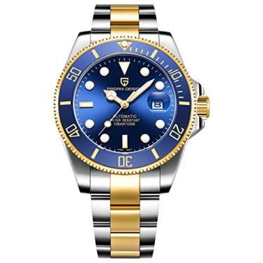 Imagem de SUZAKU Pagani Design Relógio Automático Masculino Movimento Mecânico Japonês Cristal Safira Aço Inoxidável Negócios Relógios de Pulso 100 M Impermeável PD-1639, Dourado e azul, Moderno