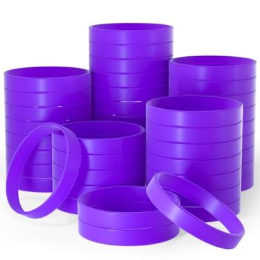 Imagem de Bouiexye 60 pulseiras de borracha roxas unissex para equipes esportivas, jogos de festa, decorações modernas