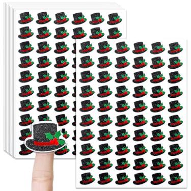 Imagem de Honoson 600 peças pequenos adesivos de chapéu de Natal com glitter, chapéu de boneco de neve, adesivos autoadesivos para artesanato, festa de Natal, presente de convite, cartão de felicitações