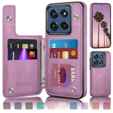 Imagem de DJDUCK Capa carteira projetada para Moto G Stylus 2025 com suporte para cartão, [capa de fecho magnético] [proteção de couro com bloqueio de RFID] à prova de choque feminina e masculina para Moto G