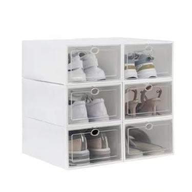 Imagem de Kit Com 4/12 Caixas Organizadoras Para Sapatos Tênis Empilhável Tampa Flip(4 PEÇAS)