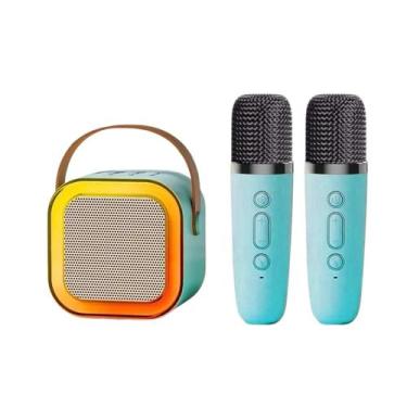 Imagem de Caixa De Som Bluetooth Karaokê Led Com 02 Microfones K-12 - Kapbom, Az