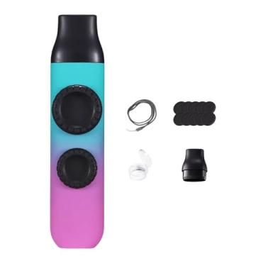 Imagem de simhoa Kazoo Party Favors Furo Duplo Amantes da Música Presente Brinquedo Musical com Cordão para Caminhadas Mochilão Aventuras Atividades, Rosa Ciano