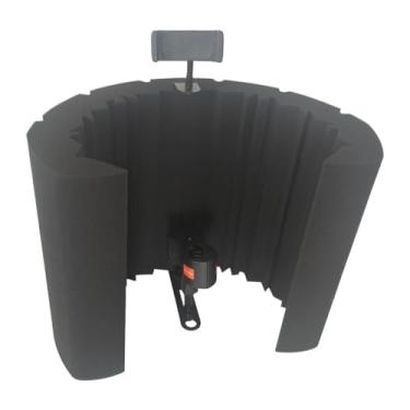 Imagem de predolo Escudo de isolamento de microfone, espuma de amortecimento de som, refletor dobrável portátil e acústico, painel de espuma para microfone ajustável, C
