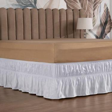 Imagem de Saia Box Cama de Solteiro com 2 Elásticos Ajustável Babado 1 Peça - Am