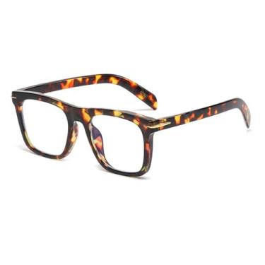 Imagem de Óculos de sol vintage masculinos anti-luz azul, óculos de sol da moda com gradiente para dirigir, leopardo preto, leopardo transparente, BH01