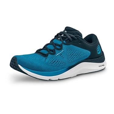 Imagem de Topo Athletic Tênis de corrida masculino FLI-Lyte 4 confortável acolchoado durável 3 mm Drop Road tênis atlético para corrida de estrada, Oceano/Branco, 8