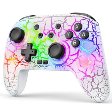 Imagem de ZRZLMVP Controle sem fio Switch Pro – compatível com Nintendo Switch/OLED/Lite, controles de interruptor recarregáveis de 1000 mAh com LED de 9 cores, despertar, turbo, vibração