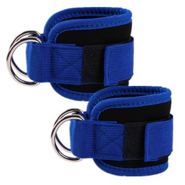 Imagem de Aacehlh Tira de tornozelo para máquina de cabos, 1 par de punhos acolchoados de neoprene ajustável para extensões de perna, exercícios de glúteos, academia para mulheres e homens (azul)