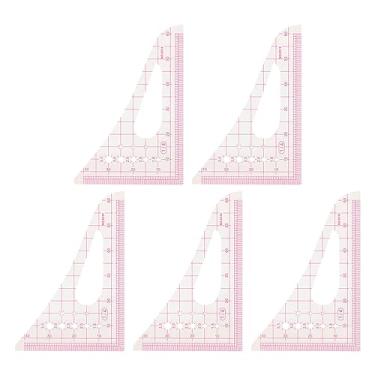 Imagem de Conjunto de régua de costura de regra da curva triangular 5pcs Ferramenta de medição de padrão multifuncional de alta precisão transparente para designers de aldeias iniciantes