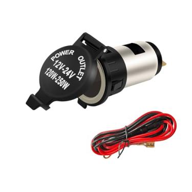 Imagem de Ohleats 1 soquete de isqueiro de carro, adaptador de isqueiro automotivo impermeável de 12 V com cabo de extensão, substituição de tomada do isqueiro do veículo, acessórios universais para carro