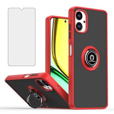 Imagem de Furill Capa de telefone para Samsung Galaxy A06 5G fosca translúcida com protetor de tela de vidro temperado, anel de dedo resistente, suporte giratório, magnético, suporte para carro, capa Ao6 A 06