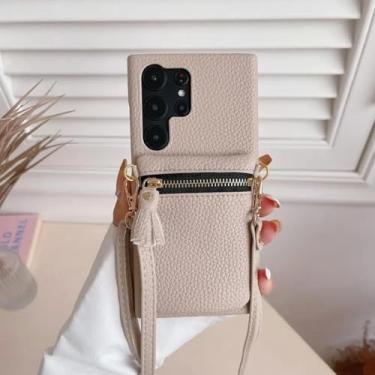 Imagem de YOGISU Capa transversal com zíper e carteira para Galaxy A54 5G (para Galaxy A54 5G/Camel)