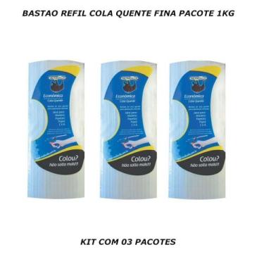 Imagem de Bastao refil cola quente fina pacote 1kg 3 un - rendicolla