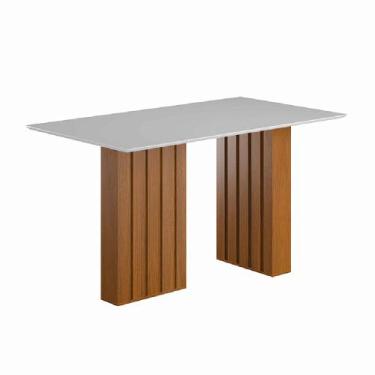 Imagem de Mesa Sala de Jantar Ripada Tampo com Vidro 1,60m Santiago Madeirado/Of