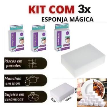 Imagem de Kit esponja mágica 3un tira manchas riscos ferrugem sujeiras - zein