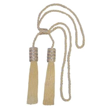 Imagem de Abraçadeira para Cortina Infinity Cilindro Duplo Franjas Pérola Bella 