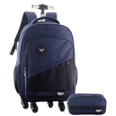 Imagem de Kit Mochila 20” Com 4 Rodas 360 Escolar Juvenil Masculino Combino Conforto E Praticidade (Azul)