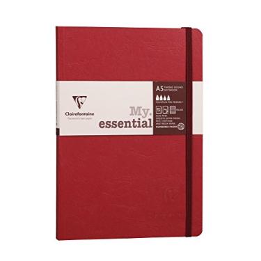 Imagem de Clairefontaine Coleção 793462C Bolsa etária One Stitched My.Essential Caderno elástico costurado vermelho - A5 14,8 x 21 cm - 192 páginas pautadas numeradas - 90 g de papel marfim - Capa dura