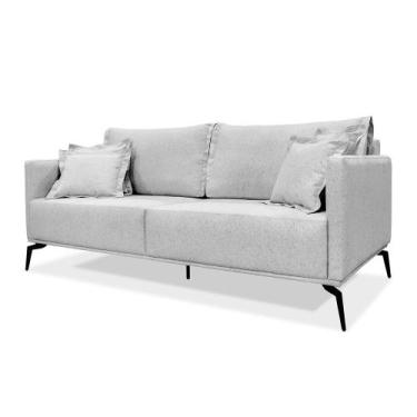 Imagem de Sofá 3 Lugares 2,20m Estofado em Linho com Pés Metálicos - Living Luca