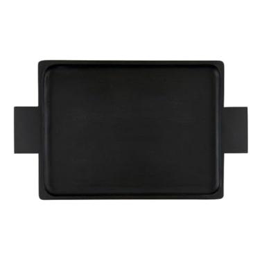 Imagem de Bandeja de servir de madeira preta SB Design Studio com alças – Grande (pacote com 2)