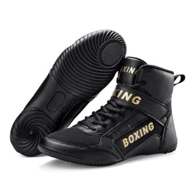 Imagem de Calçados Masculinos para Boxe e Luta Livre - Calçados Confortáveis Boxe Fitness, Cano Alto para Competições de Fisiculturismo e Botas Esportivas