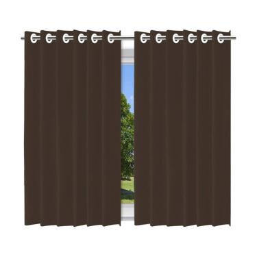 Imagem de Cortina Blackout Marrom Com Forro Ilhós 280x160cm Corta Luz