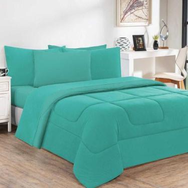 Imagem de Kit Edredom Malha 100% Algodão Gran Moratta 3 Peças Queen - Verde Jade