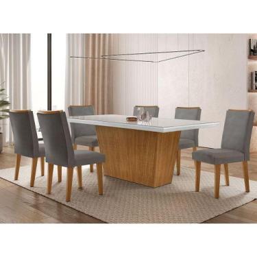 Imagem de Conjunto Sala De Jantar Mesa Aida 180 Cm E 6 Cadeiras Lunara Vel.grafi