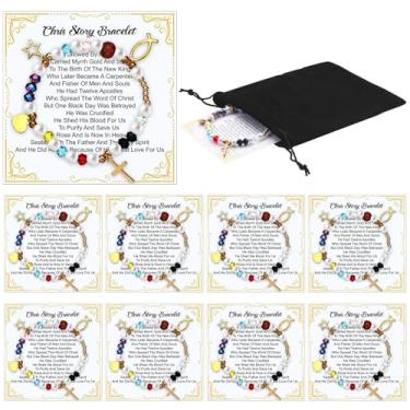 Imagem de Tondiamo Conjunto de 24 pulseiras da história de Jesus, pulseira da história de Cristo, cartões de papel, pulseira de Jesus, cartão de mensagem para amigos, joias religiosas, presentes de aniversário