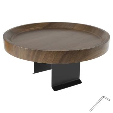 Imagem de Tcwhniev Bandeja de braço de sofá, bandeja de apoio de braço de sofá de madeira, suporte de fácil armazenamento para sofá, fácil instalação, suporte ajustável, largura limpável, bandeja de apoio de