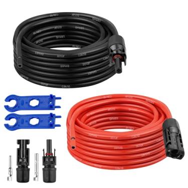Imagem de XRDS -RF Cabo de extensão solar de 10 AWG, 6 m, fio de painel solar vermelho e preto com conectores solares, fio fotovoltaico com chaves de desconexão e conectores extra macho/fêmea para trailer