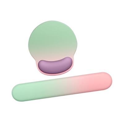 Imagem de NonMiFyR Apoio de pulso para pad, ergonômico, portátil, apoio de pulso para teclado, pad gamer para teclado de computador, Verde Rosa