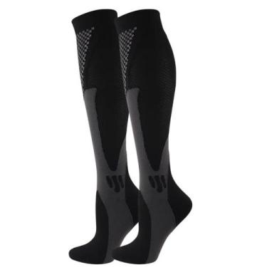 Imagem de Meia De Compressão Esportiva Cano Alto 3/4 Corrida Ciclismo Para Trata