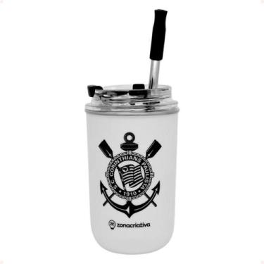 Imagem de Copo Infantil Criança SC Corinthians 300ml Com Canudo e Tampa Presente
