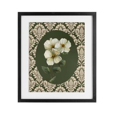 Imagem de Stupell Industries Fancy Lace White Flowers Impressão emoldurada preta sob vidro, design por Nan, 40,6 x 33,5 cm