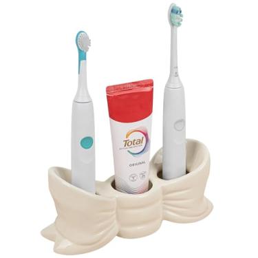 Imagem de Linkidea Suporte de escova de dentes elétrica de bancada para banheiro, suporte organizador de vaidade de cerâmica de gravata borboleta compatível com a série Oral-B iO, Philips Sonicare