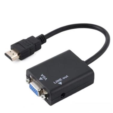 Imagem de Cabo Conversor Adaptador Hdmi Para Vga Com Saída P2 Áudio(preto)