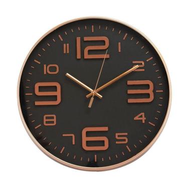 Imagem de Relógio Parede Redondo Rosê Preto 34X34Cm
