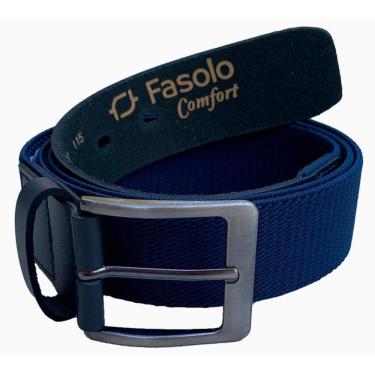 Imagem de Cinto Masculino Elástico De Couro Fivela Fasolo Marinho 120