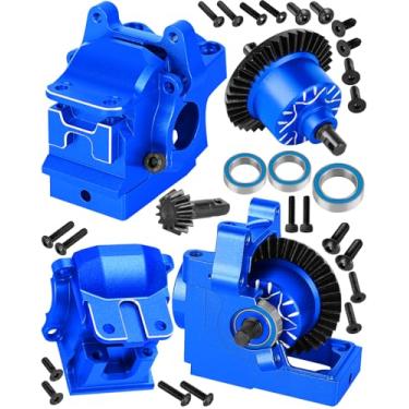 Imagem de RCHuiWow RC Transmission Case w/37T Diff Gear Upgrades Part for 1/10 Slash 4x4(VXL),Rustler 4x4(VXL),Stampede 4x4(VXL),Jato 4x4 (VXL),XO-1,Front Rear Metal Gearbox Case Differential Gear,Navy Blue