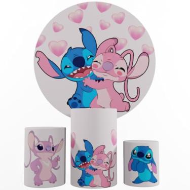 Imagem de Kit Decoração Festa, Painel Stitch + Trio Capas De Cilindros (Color 12)