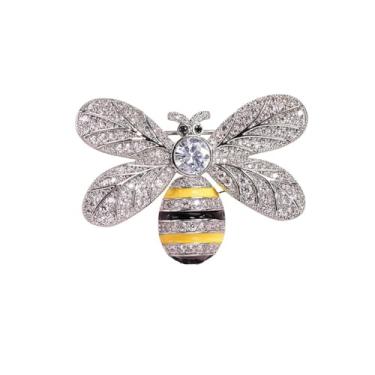 Imagem de Broche de strass de abelha delicada para mulheres e meninas - inseto de abelha de cristal abelha abelha bonito amarelo preto broches de lapela broche de lapela joias modernas para vestido terno crachá